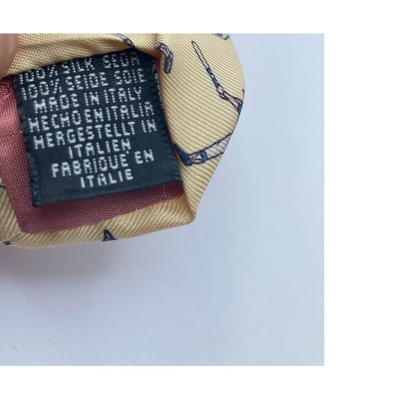 VTG Italian Beaufort 100% Silk Men's Tie-Baseball Yellow 59" Long x 3.75 Wide - Picture 5 of 6